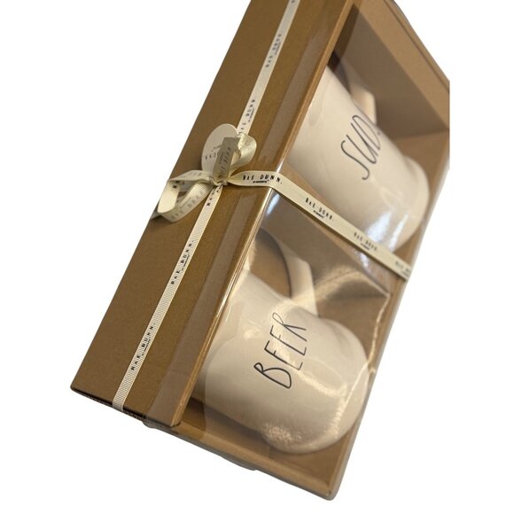 NIB Rae Dunn “BEER” & “SUDS” Steins Pint Size Mugs Gift Set 6" Holiday Man Cave - Picture 3 of 5